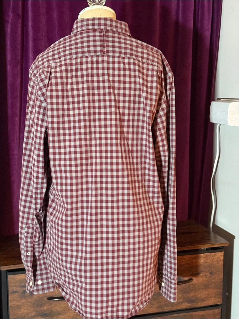 Banana Republic burgundy checkered cotton shirt M Mens Shirt